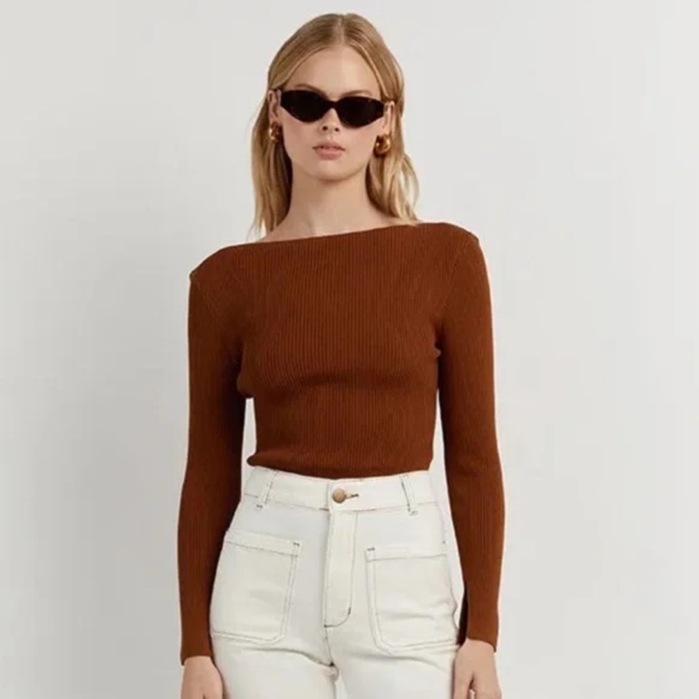 NWT dissh aria long sleeve top in burnt orange - size M
